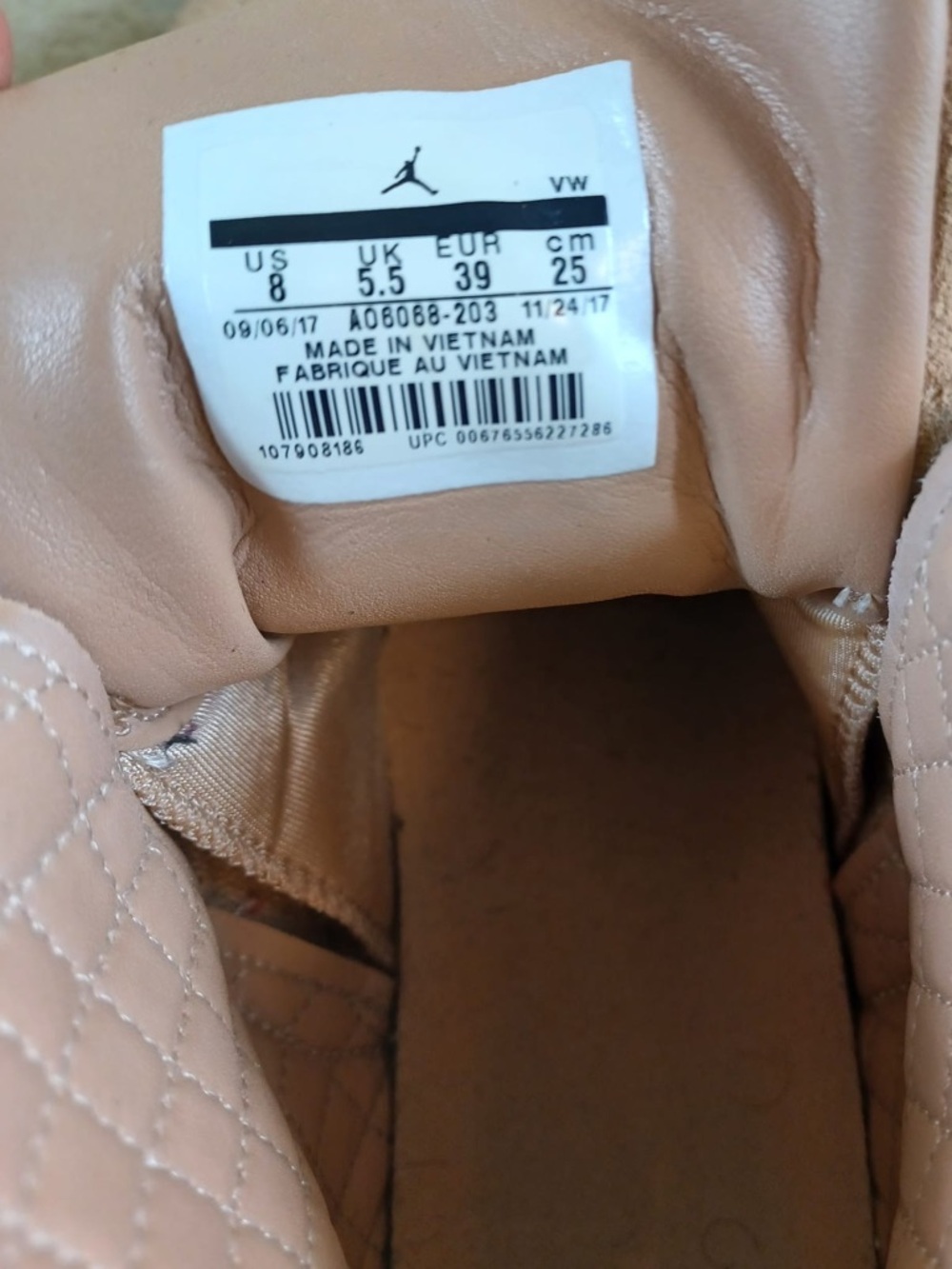 Jordan Women's High-Top Sneakers in Beige with Gold Accents - Picture 6 of 6